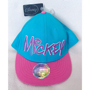 Vtg Disney 1 Concept Authentic Adjustable Blue/Pink Embroidered Cap BRIM PEELING